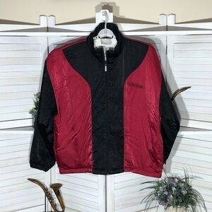 Adidas Vintage Puffer Jacket Red Black Quilted Lining Large XL